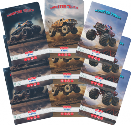 Caiet A5, 48 file, dictando, colturi rotunjite, Monster Truck, 10 buc/set Herlitz
