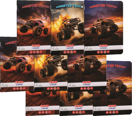Caiet A5, 48 file, dictando, colturi rotunjite, Monster Truck, 10 buc/set Herlitz 