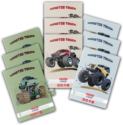 Caiet A5, 48 file, patratele, colturi rotunjite, Monster Truck, 10 buc/set Herlitz