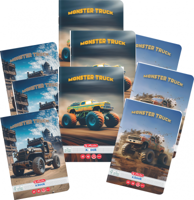 Caiet A5, 48 file, patratele, colturi rotunjite, Monster Truck, 10 buc/set Herlitz