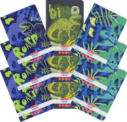 Caiet A5, 48 file, dictando, colturi rotunjite, Dino Mania, 10 buc/set Herlitz