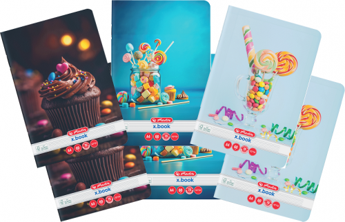 Caiet A4, 60 file, dictando, Cupcakes, 5 buc/set, Herlitz