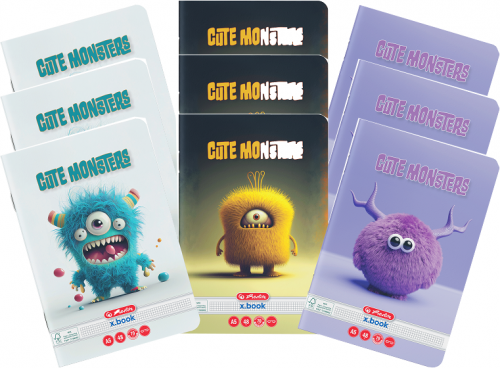Caiet A5, 48 file, matematica, Cute Monster, 10 buc/set, Herlitz