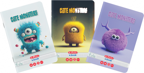 Caiet A5, 48 file, patratele, Cute Monster, Herlitz, diverse modele