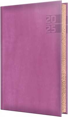 Agenda Herlitz datata 2025, A5, 352 pagini, Premium Deluxe Narni, culoare roz cu margine aurie