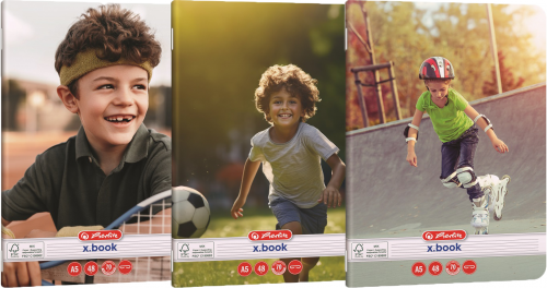 Caiet Herlitz A5, 48 file, dictando, colturi rotunjite, motiv Sports, diverse modele