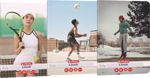 Caiet Herlitz A4, 60 file, patratele, motiv Sports, diverse modele