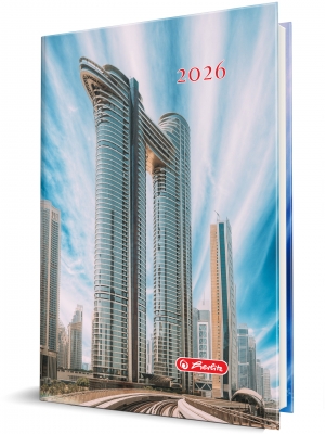 Agenda Herlitz datata 2026, A5, Motive, 352 pagini, coperta buretata, motiv Dubai