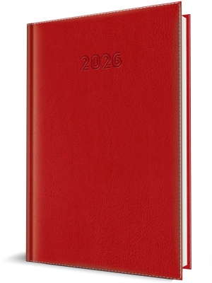 Agenda Herlitz datata 2026, A5, 352 pagini, coperta din piele sintetica, Corinaldo DeLuxe, culoare rosu