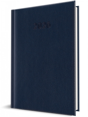 Agenda Herlitz datata 2026, A5, 352 pagini, coperta din piele sintetica, Corinaldo DeLuxe, culoare albastru
