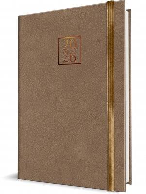 Agenda Herlitz datata 2026, A5, 352 pagini, coperta din piele sintetica, Premium Deluxe Bolgheri, culoare maro