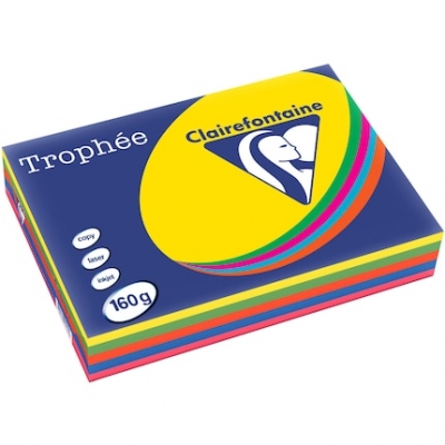Hartie copiator A4, 160 g/mp, Clairefontaine Trophee Intenses, 5 culori, 250 coli/top
