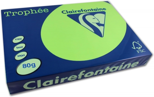 Hartie copiator A4, 80 g/mp, Clairefontaine Trophee Fluos, diverse culori, 500 coli/top