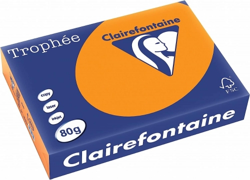 Hartie copiator A4, 80 g/mp, Clairefontaine Trophee Fluos, diverse culori, 500 coli/top