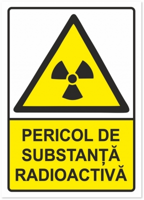 Indicator Atentie pericol de substanta radioactiva, 148x210mm