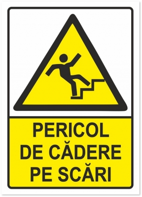 Indicator Pericol de cadere pe scari, 105x148mm