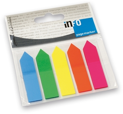 Index din plastic 12 x 44 mm 5 culori neon 125 file Info Notes