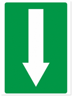 Indicator Evacuare sageata jos, 105x148mm