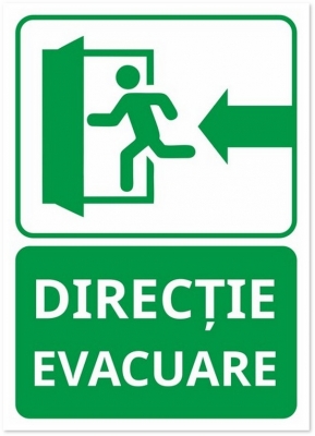 Indicator Usa de evacuare stanga, 105x148mm