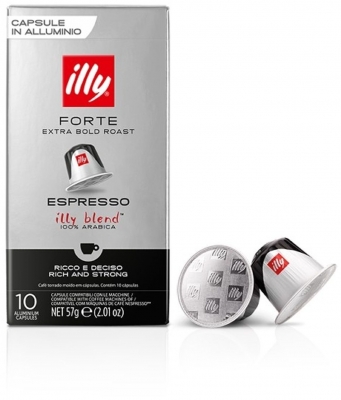 Capsule cafea Illy, compatibile Nespresso, Espresso Forte, 10 capsule