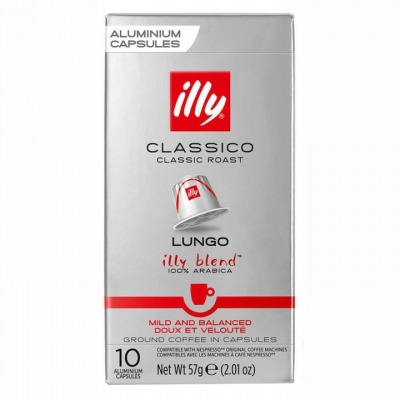 Capsule cafea Illy, compatibile Nespresso, Espresso Classico Lungo, 10 capsule