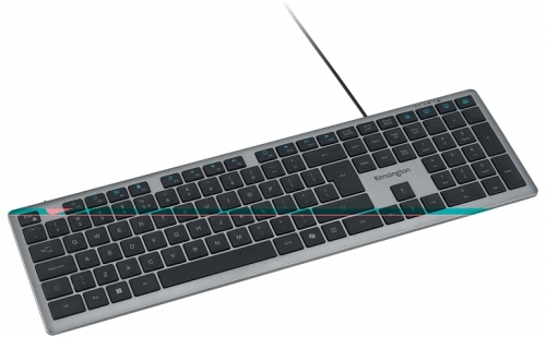 Tastatura Kensington EQ KB515, reincarcabila, cu fir de 150 cm, conexiune cablu USB-C, gri