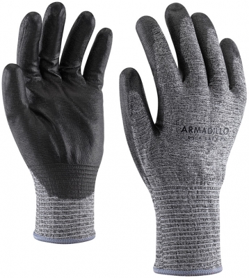 Manusi rezistente la taiere cu palma imersata in PU, Armadillo Gri, Rock Safety 