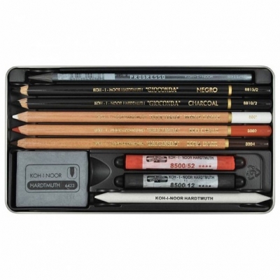 Set mini Gioconda sepia, cutie metal, 10 piese/set Koh-I-Noor