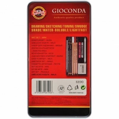 Set mini Gioconda sepia, cutie metal, 10 piese/set Koh-I-Noor