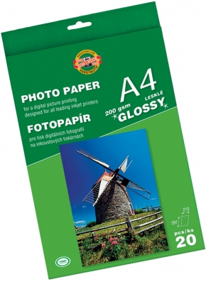 Hartie foto Koh-I-Noor A4 20 coli, lucioasa, 200 g/mp