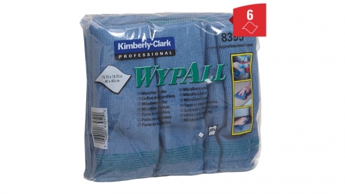 Laveta microfibra, 40 x 40 cm, 6 buc/set, albastru, Wypall Kimberly-Clark 