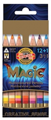 Creioane colorate natur triunghiulare Magic Jumbo 12 culori/set Koh-I-Noor