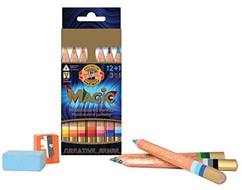 Creioane colorate natur triunghiulare Magic Jumbo 12 culori/set Koh-I-Noor