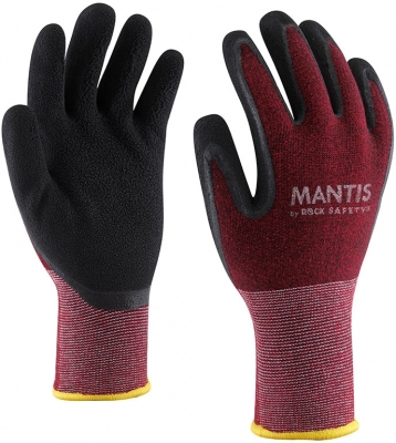 Manusi de asamblare din bumbac/spandex cu palma imersata in spuma de latex, Rosu, Mantis, Rock Safety 
