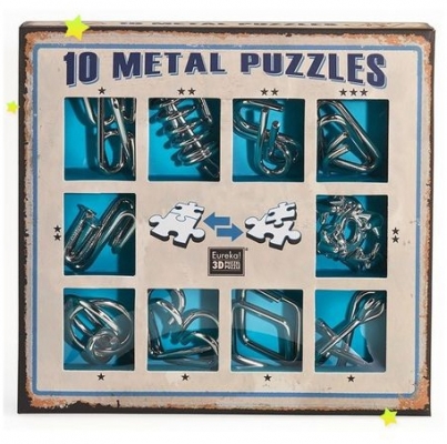 Puzzle din metal, 10 buc/set, Blue, Eureka! 