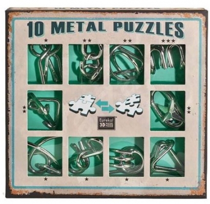 Puzzle din metal, 10 buc/set, Green, Eureka!