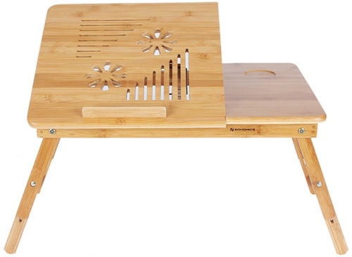 Masa reglabila pentru laptop din bambus Songmics 
