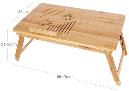 Masa reglabila pentru laptop din bambus Songmics 