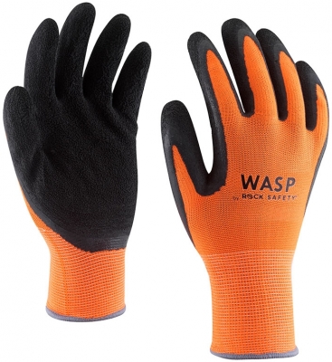 Manusi de asamblare din poliester cu palma imersata in spuma de latex, Portocaliu, Wasp, Rock Safety