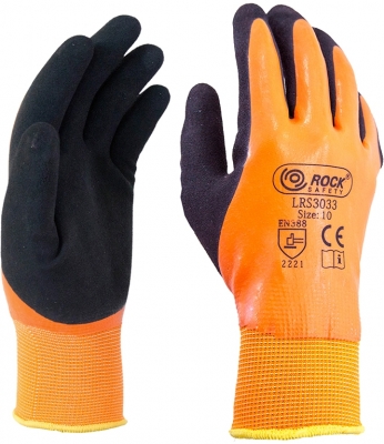 Manusi de asamblare din poliester cu palma imersata in latex, Portocaliu, LRS3033, Rock Safety