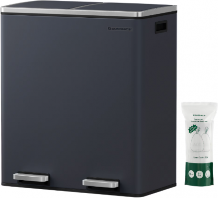 Cos de gunoi 60 litri, 2 x 30 L, gri Songmics 