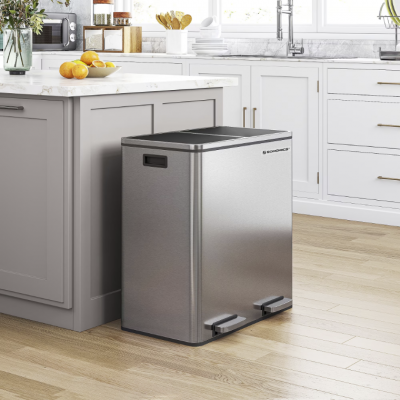 Cos de gunoi 60 litri, 2 x 30 L, silver Songmics 