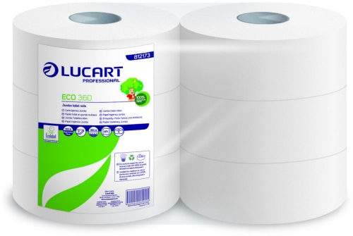 Hartie igienica Lucart, Jumbo ECO 360, 2 straturi, 360 m, 6 role/bax
