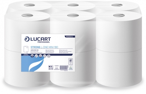 Hartie igienica, strong l-one mini, 2 straturi 180 m, 800 foi, Lucart, 12 role/bax