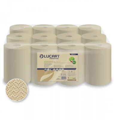 Prosop de hartie cu derulare centrala, 2 straturi, 255 portii, 12 buc/set, ECO Natural, 861134, Lucart 