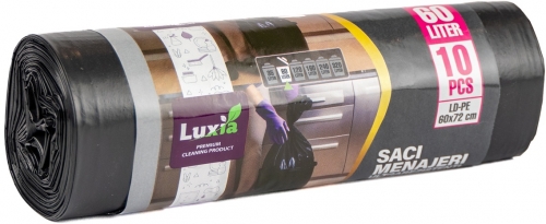 Saci menajeri ultrarezistenti Luxia, Ldpe, 60L, 10Buc/rola