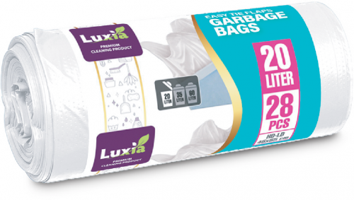Saci menajeri vanilie alb Luxia, urechi HDLD, 20 L, 28 buc/rola