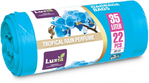 Saci menaj cu urechi Luxia, HDLD, Tropical Rain, 35 L, 22 buc/rola 