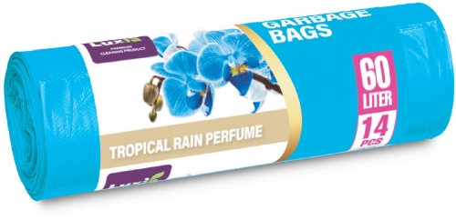 Saci menaj cu urechi Luxia, HDLD, Tropical Rain, 60 L, 14 buc/rola 