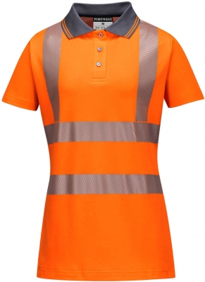 Tricou polo pro, pentru femei, portocaliu/gri, PW3, Portwest
